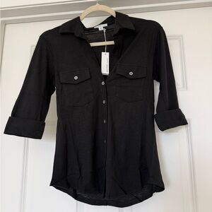 Contrast Panel Shirt in Black